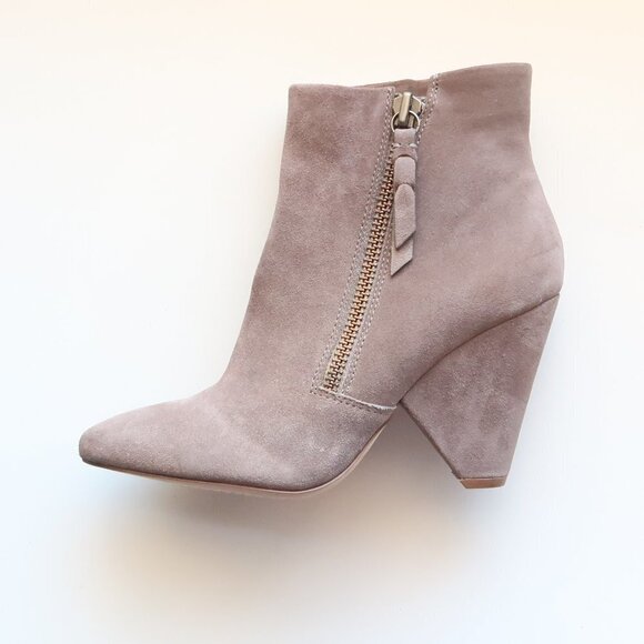 NEW Splendid Taupe Suede Leather Pointy Toe Chunky Heel Ankle Boots, Booties 9.5 - Picture 9 of 16